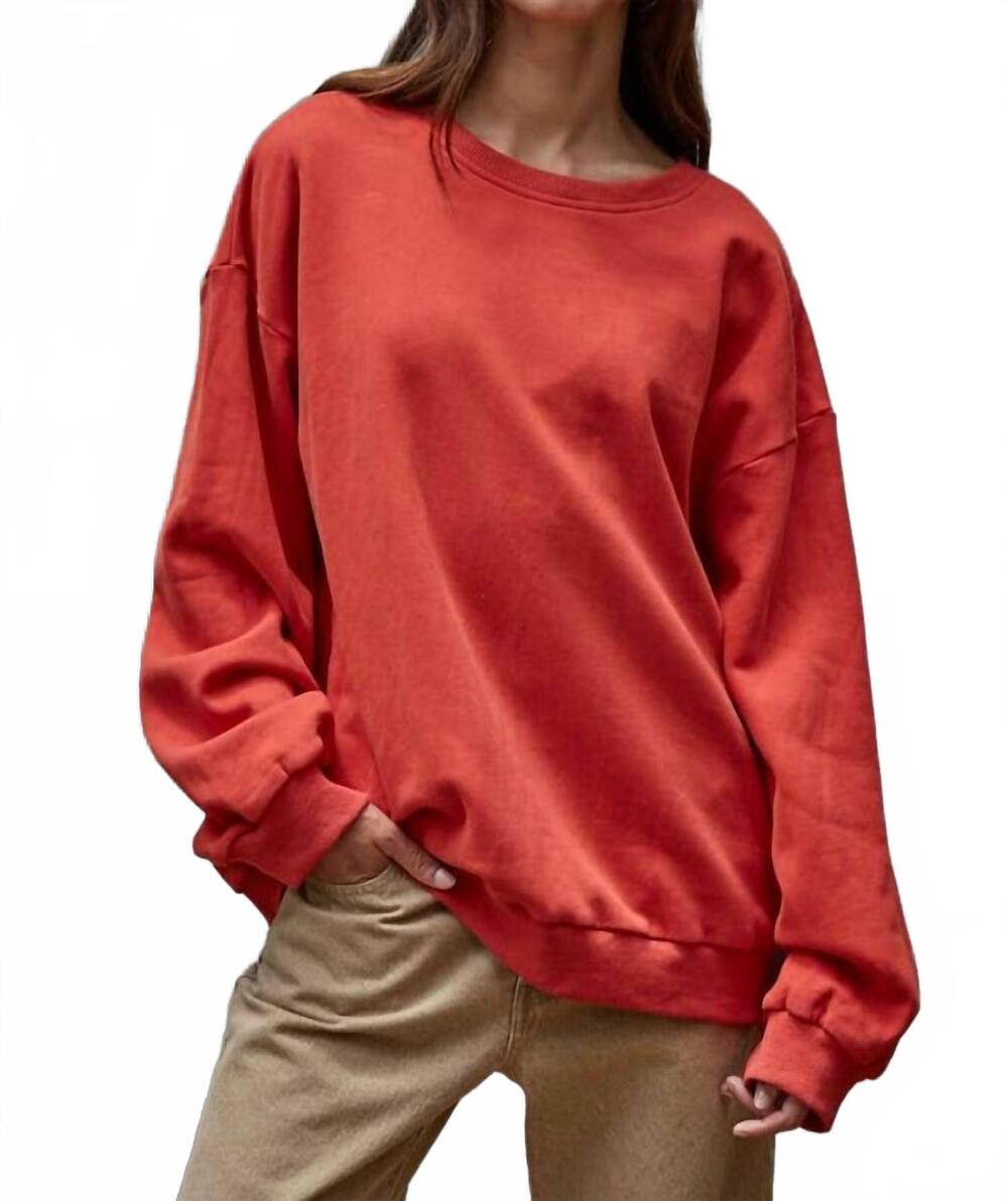 NEW BY TOGETHER knit cotton pullover top with patch work in dusty red